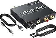 PROZOR 192KHz Digital to Analog Audio Converter Optical to RCA Adapter Upgrade Volume Adjustable DAC with Optical Cable, SPDIF TOSLINK to Stereo L/R & 3.5mm Jack Converters