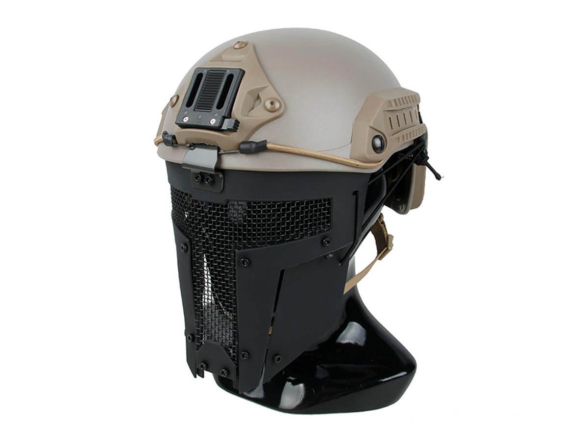 DLP Tactical Quick Release Polymer & Steel Full Face Mask for ARC Rail Equipped Fast/ACH/MICH Bump Helmet (Black)
