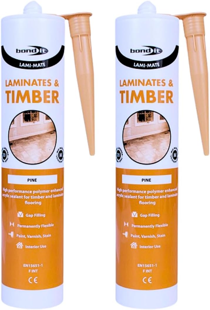 Lami Mate Flexible Sealant Pine 310ml x 2 | Floorboard Gap Filler for Timber, Laminate & Hardwood Flooring | Waterproof Wood Sealant for Frames, Furniture & Panels Bond It