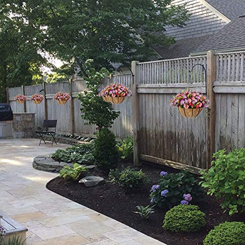 Lesrant Hanging Flower Baskets For Outside,Fake Hanging Planters With Fake Plants Silk Daisy Flowers In 12 Inch Basket For Outside Porch Patio Garden Decoration #TOP6