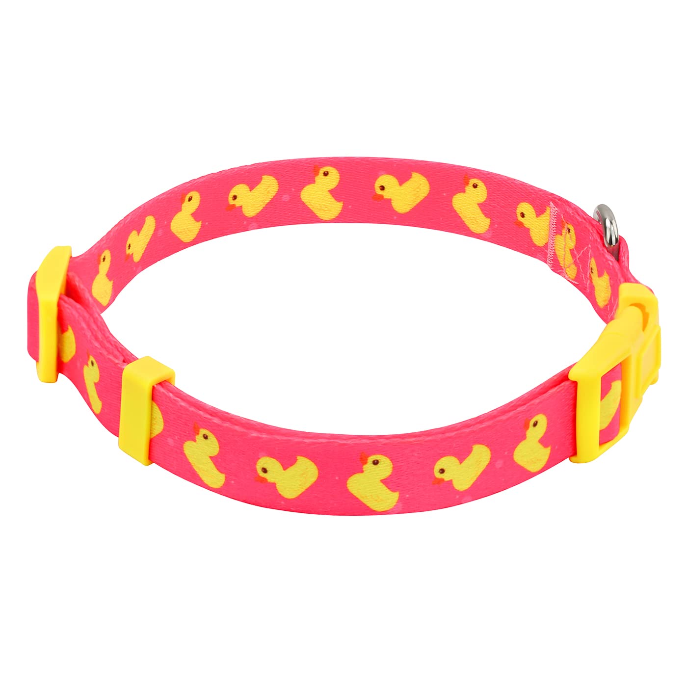 HDE Nylon Dog Collar Adjustable Soft Puppy Collars for Small Medium Large Dogs Ducks Pink - M
