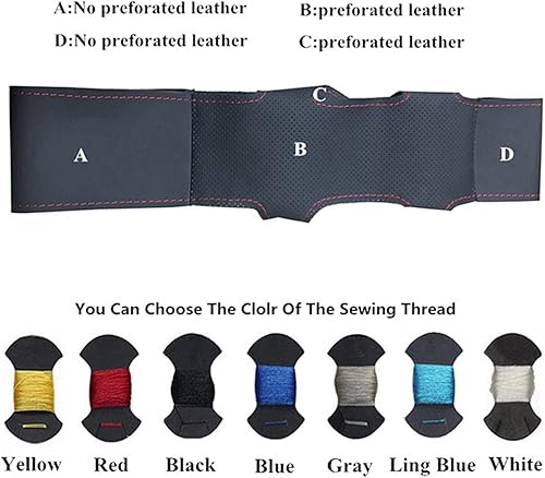 Miniatura 4 de ZIRIA Funda de cuero negro cosida a mano para volante de automóvil, para Nissan Qashqai X-Trail Nissan NV200 Rogue accesorios de coche