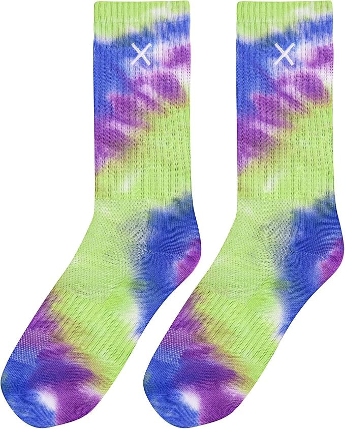 Image of Odd Sox - Basix Unisex Tie Dye Collection Crew Socks - Soft Cotton Blend, Breathable Cushioned Fit, Medium & Large Sizes