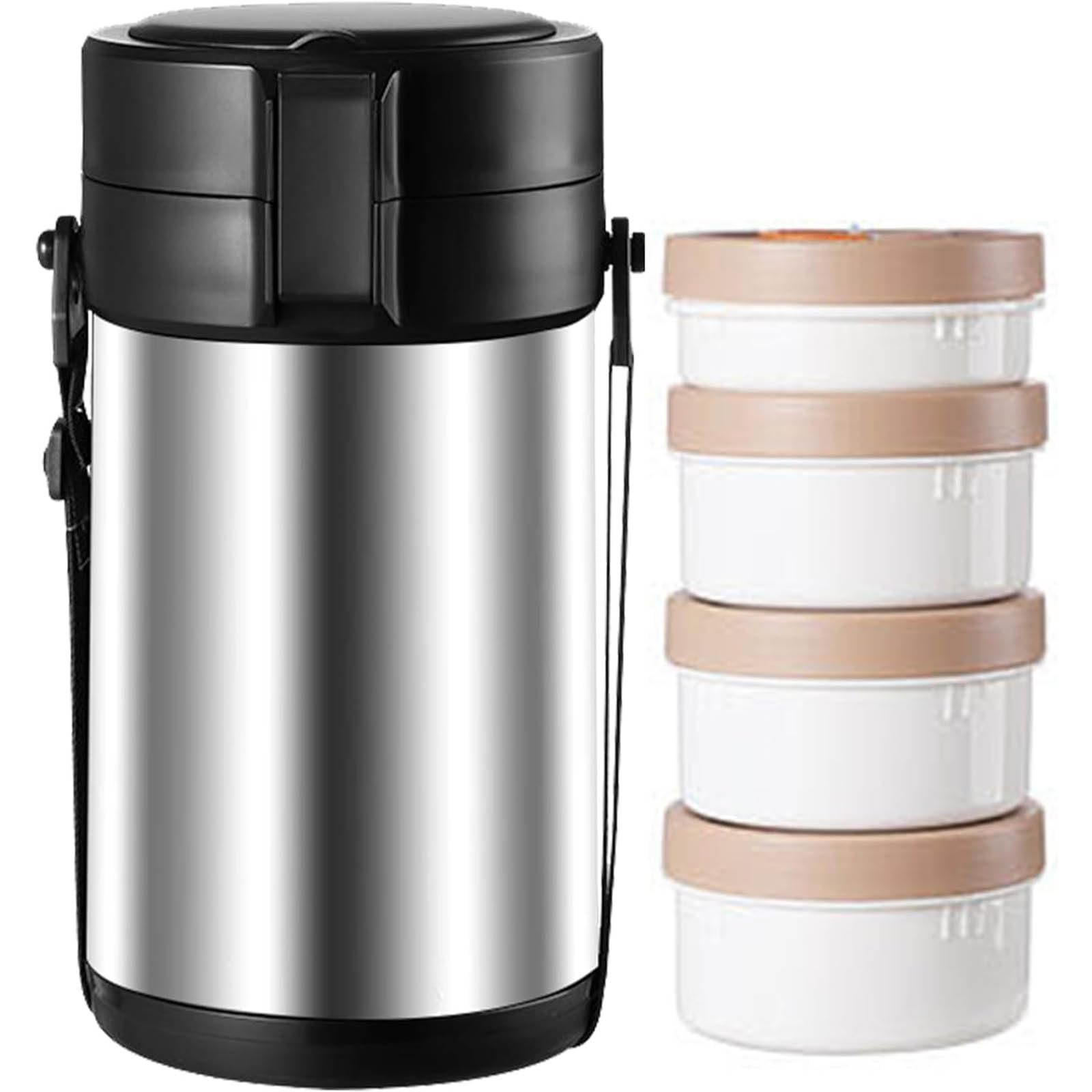 Termo para Comida Caliente, Acero Inoxidable 304 3l Apilable Tarro De Comida Aislado con 4 Niveles, TéRmico A Prueba De Fugas Fiambrera Bento, Contenedor De Sopa