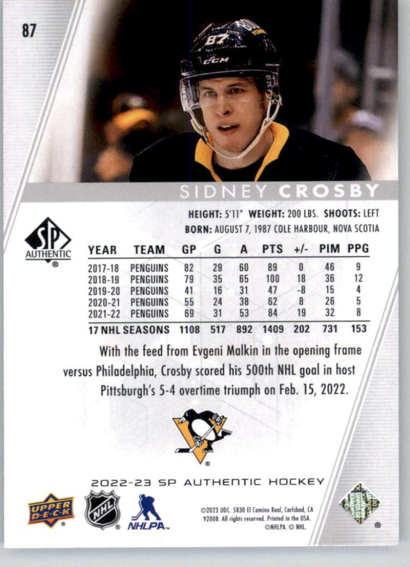 Amazon.com: Hockey Trading Card NHL 2022-23 SP Authentic #87