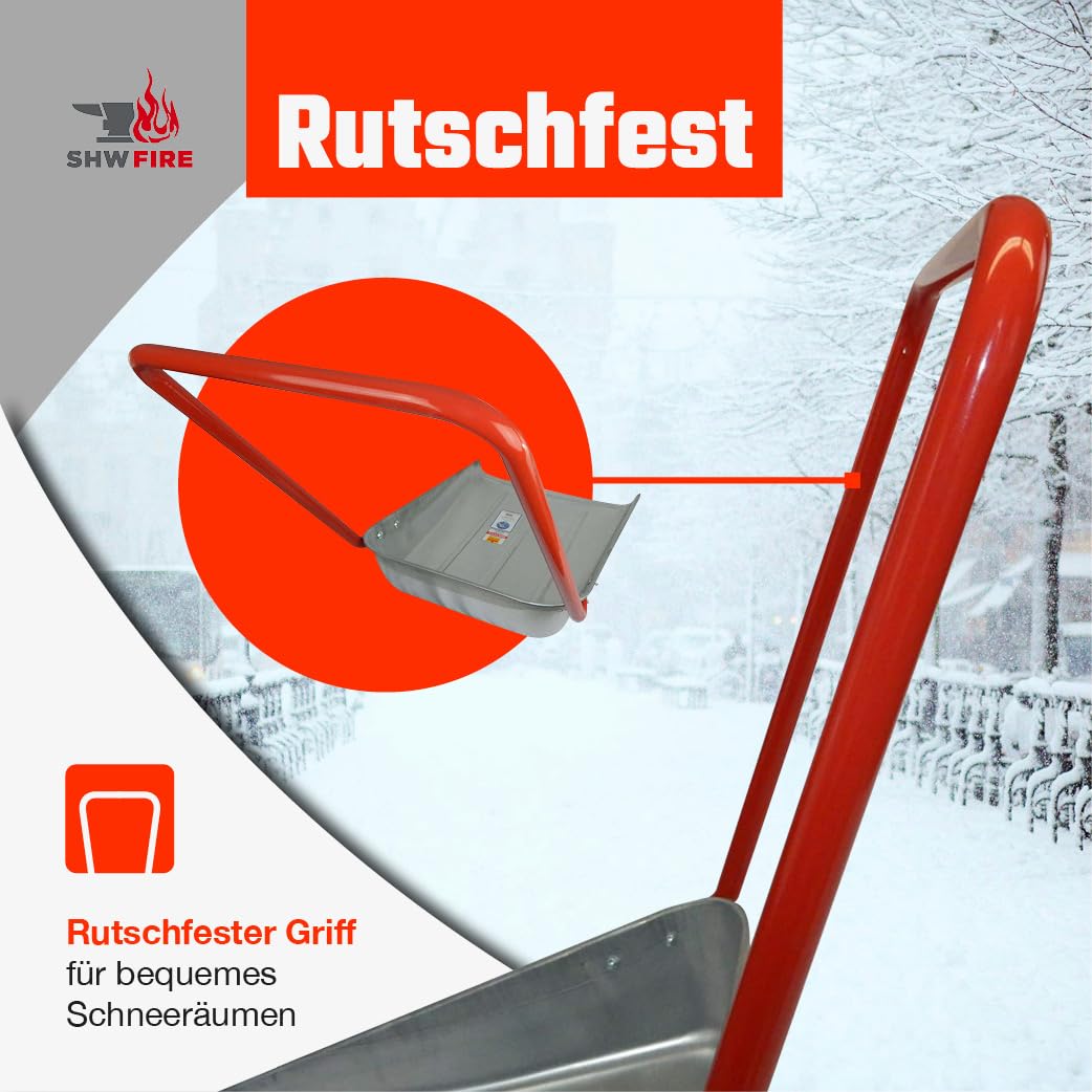 SHW-FIRE Maxi Schneeschieber 62 cm, robuste Schneewanne aus Stahlblech