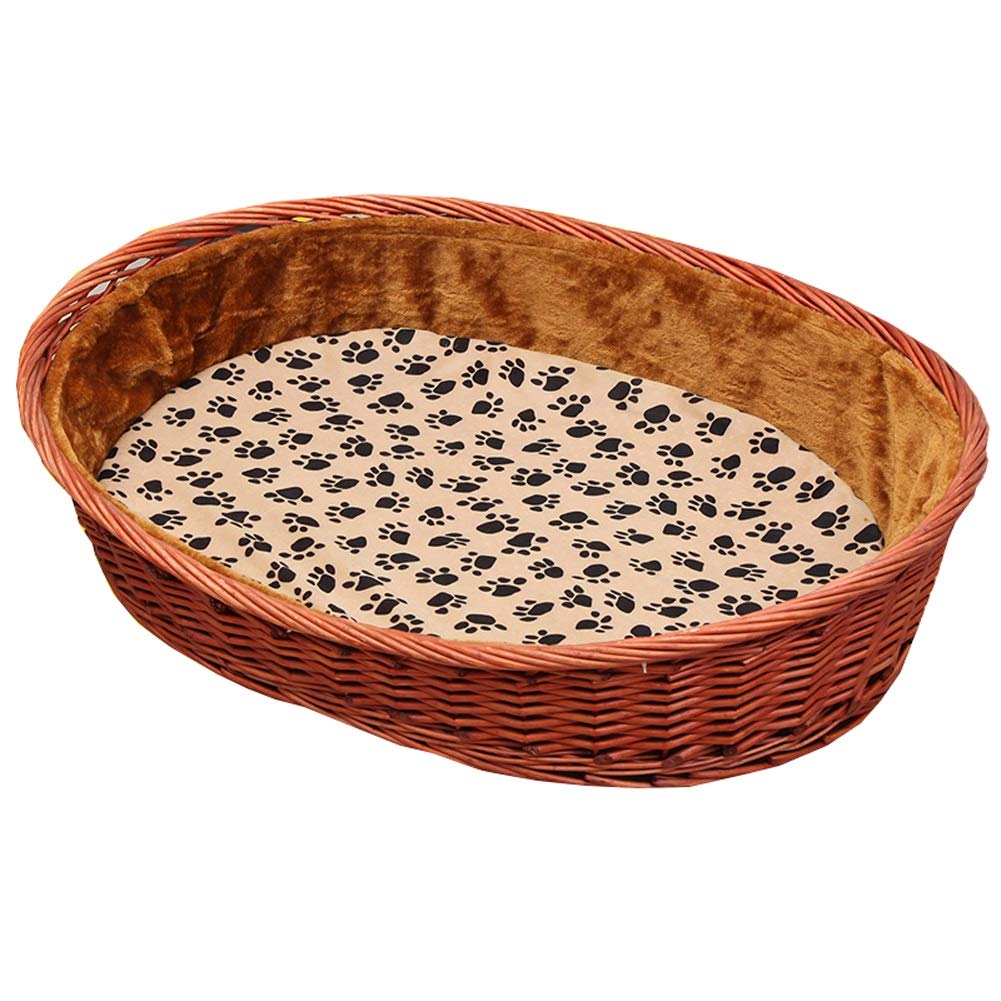 Pet Nest Nesting Dog Cave Bed Rattan Dog Basket Dog Pet Nest Padded Bed Bolster Bed for Indoor & Outdoor Use With Cotton and Bamboo Mattress mwsoz (Color : B, Size : 93X67X19X29CM)