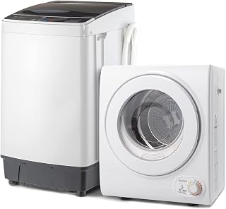 ROVSUN 1.5CuFt Portable Clothes Dryer and 17.6LBS Full-Automatic Washing Machine Set, Compact Laundry Washer and Dryer Combo Set with Stainless Steel Inner Tub, for Apartment, Dorms, Home