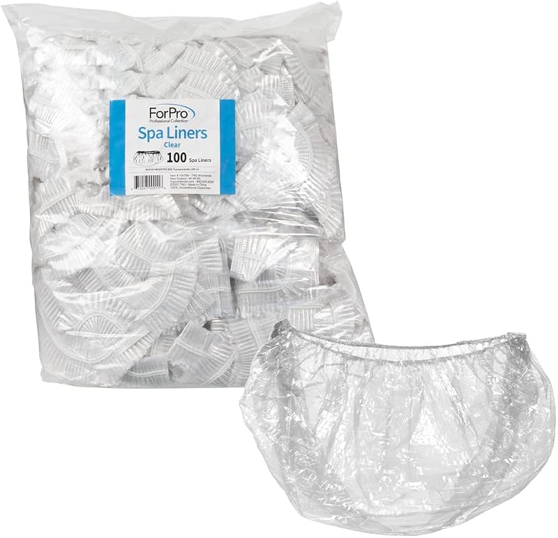 ForPro Professional Collection Revestimentos Descartáveis para Spa de Pedicure Transparentes, Pacote com 100