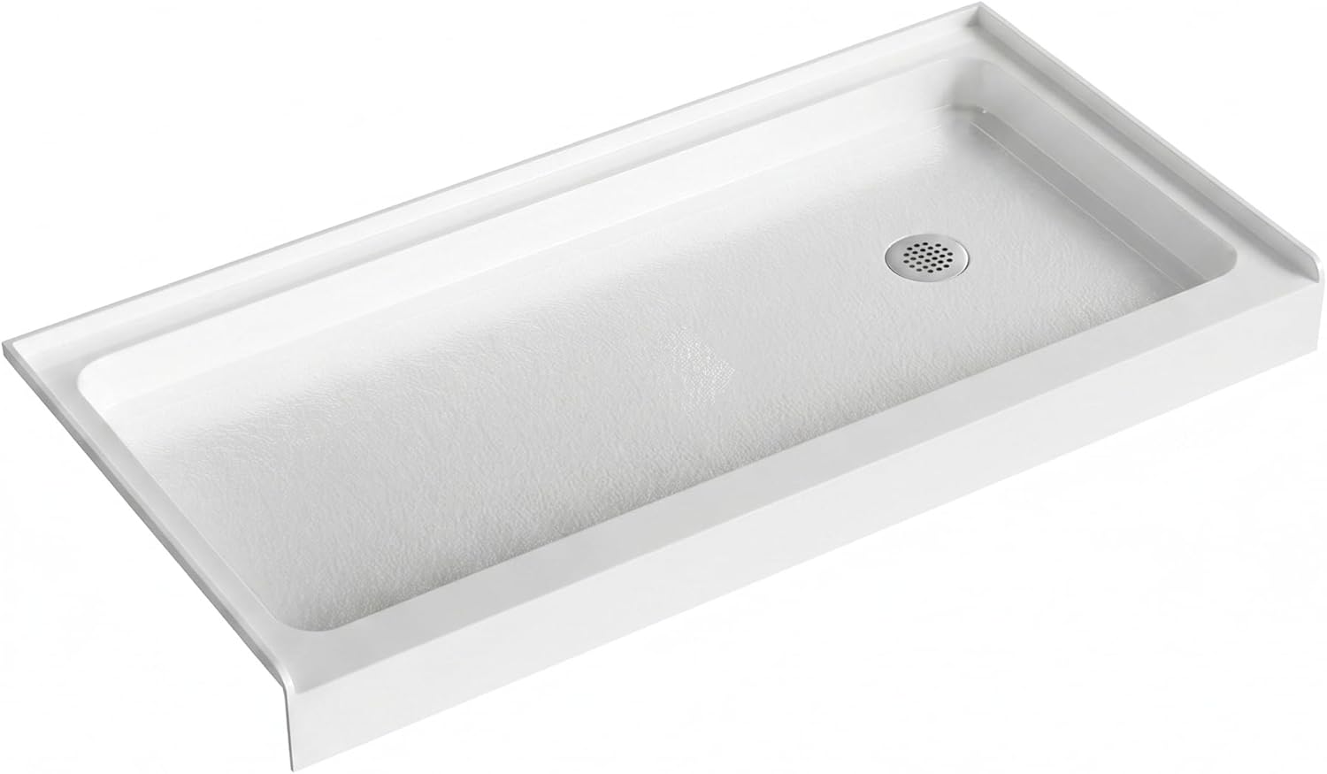 60x30 Inch White Acrylic Shower Base, Right Drain, Non-Slip Textured Surface, Single-Threshold Design for 3-Wall Alcove Installation, Fiberglass Reinforced, 5 1/2" H, Easy to Clean