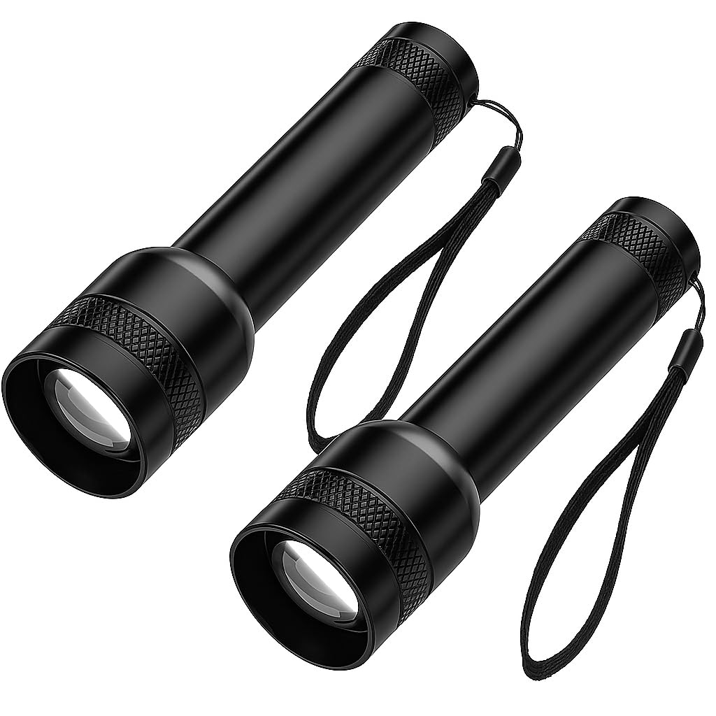 MVIOCS 2 Pack Flashlights Rechargeable, High Lumens Flashlight Torch, Super Bright Small LED Flash Light- Zoomable, Adjustable Brightness, Long