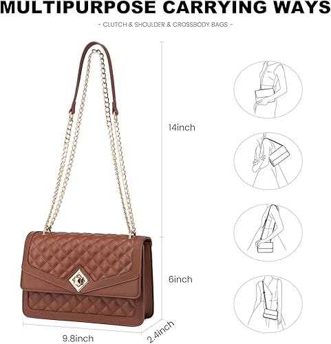 Miniatura 4 de LOVEVOOK Bolsos cruzados para mujer de cuero con estampado acolchado, bolso de hombro con correa de cadena, cartera de moda, bolso de noche para
