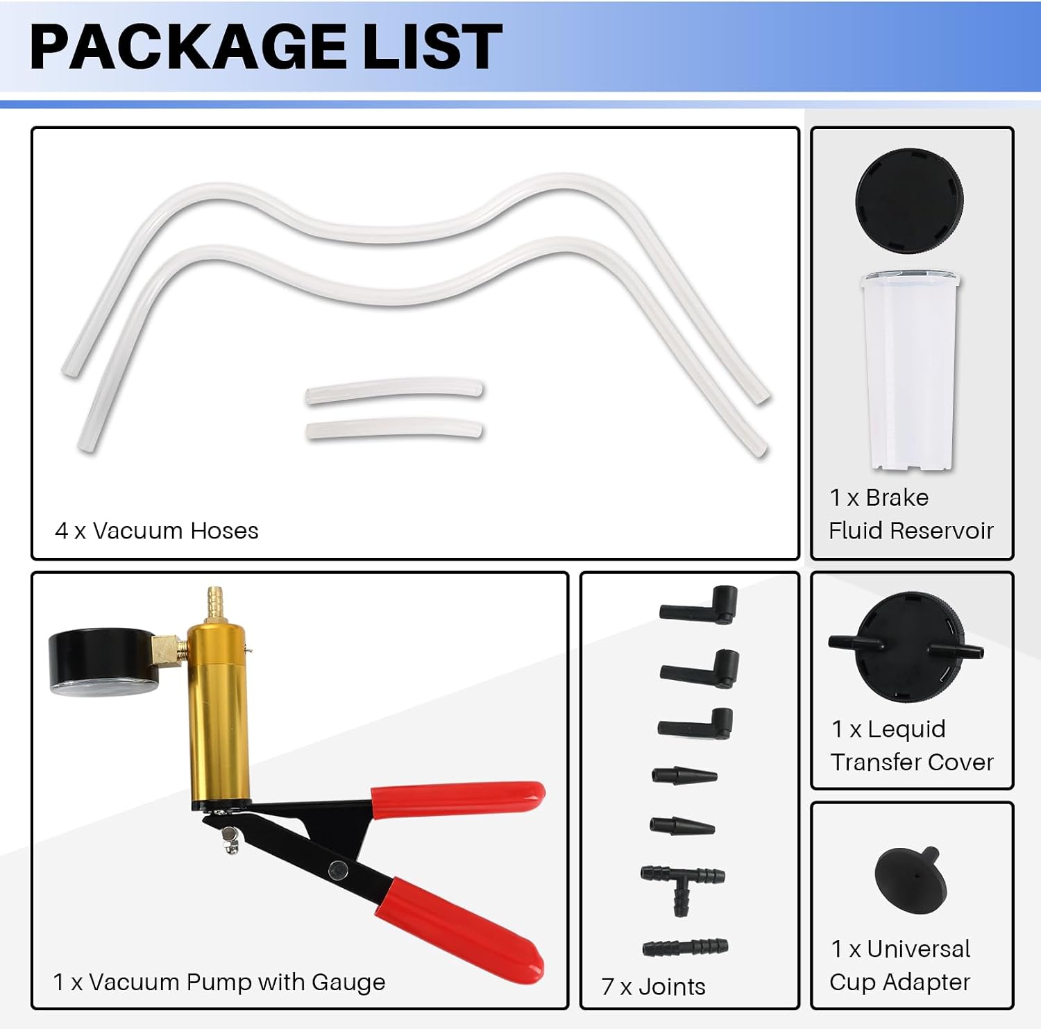 DASBET Hand Held Vacuum Pump Tester Set Vacuum Gauge and Brake Bleeder Kit for Automotive