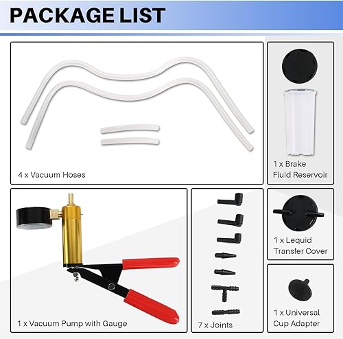 Miniatura 2 de DASBET Juego de probador de bomba de vacío de mano y kit de purga de freno para automoción