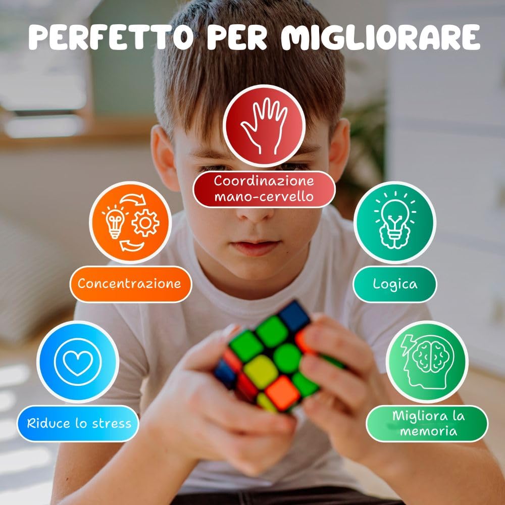 Cubo magico 3x3 velocità, puzzle ad alta resistenza, velocità cubo, puzzle educativo per bambini e adulti, tensione regolabile, adesivi in fibra di carbonio, 5,5 cm