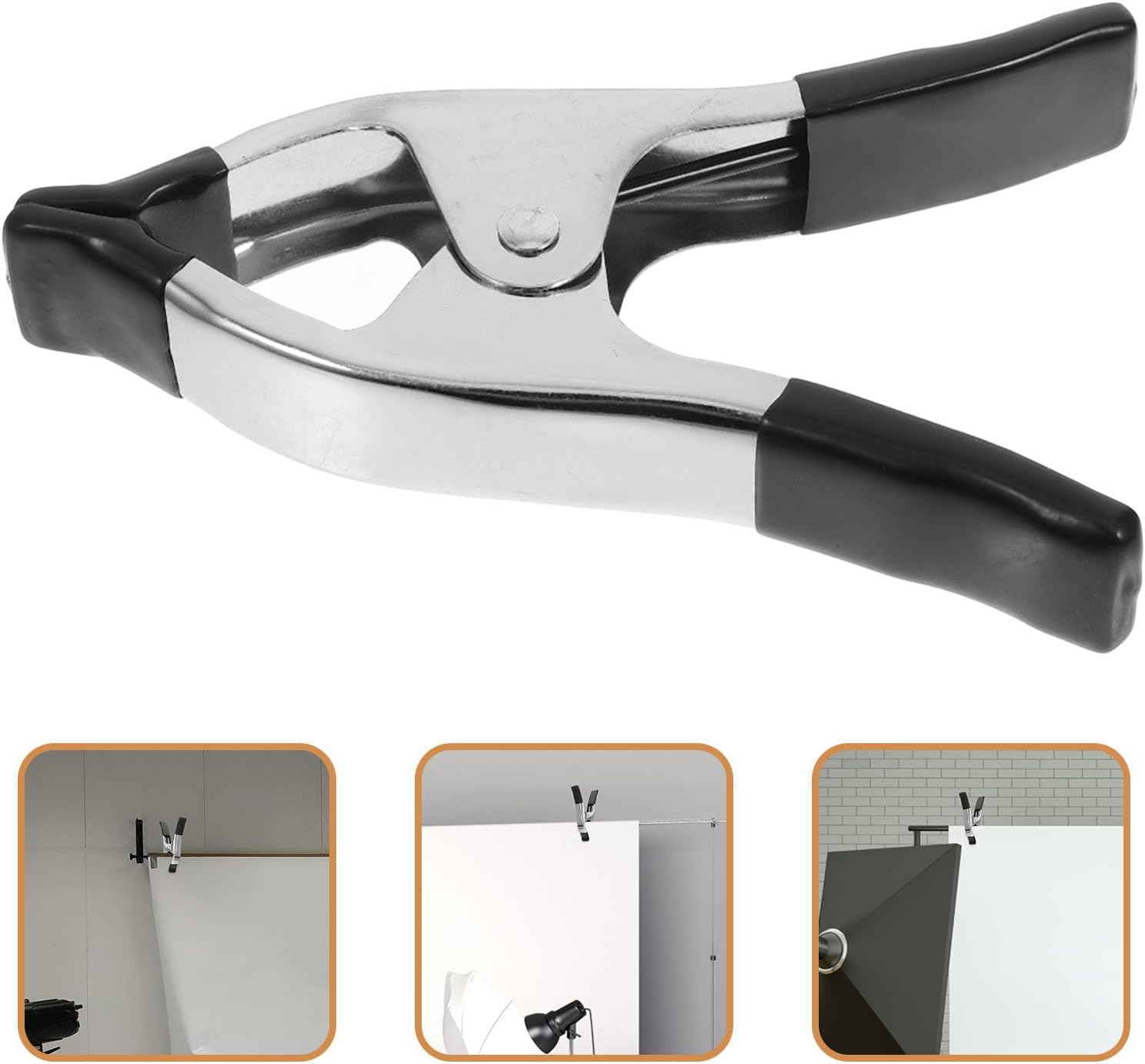6 Inch Nickel-plated Heavy Duty Spring Clamp Pvc Protective Sleeve, Metal Spring Clips for Woodworking, Backdrop Stands, Photography, and Tarp Securing