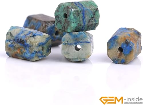 Miniatura 3 de GEM-Inside - 35 piezas de 0.315 x 0.472in, piedra de lapislázuli azul natural, piedra de crisocolla, piedra preciosa facetada, tubo de forma libre,