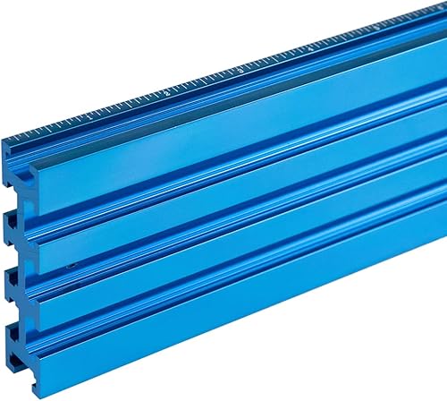 Miniatura 2 de POWERTEC 71489V Valla de aluminio multi T-Track con medición láser de izquierda a derecha, 3 pulgadas de alto x 24 pulgadas de largo multi pista