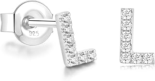 925 Sterling Silver Stud Earrings for Women Girls - Initial Earrings Letter Earrings-18K Gold Plated AAAAA+CZ Stud Earrings Hypoallergenic Stud Earrings Alphabet Earrings Dainty Jewelry Gifts