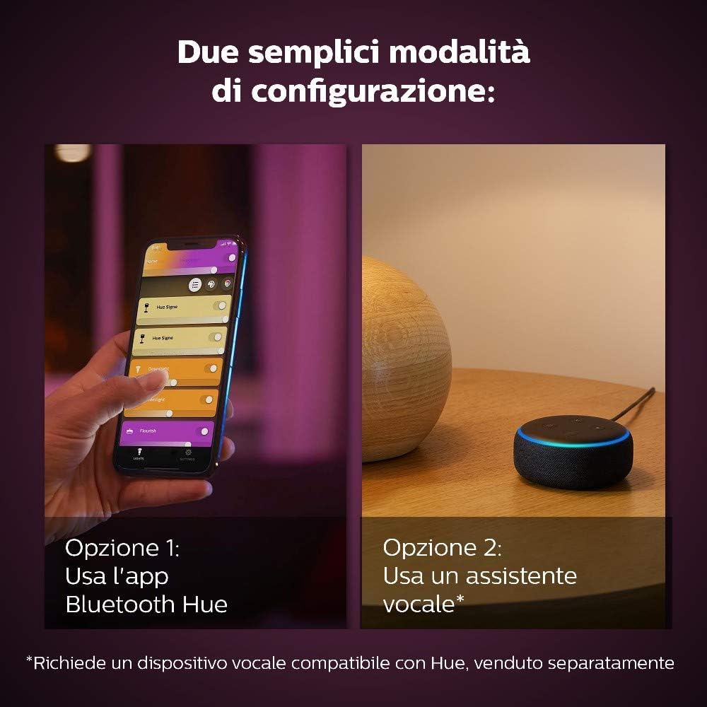 PHILIPS Hue White and Color Ambiance Iris Lampada da Tavolo Smart, Bianca, con Bluetooth, Luce da Bianca a Colorata + Hue Bridge 2.0, Centro di Controllo del Sistema Hue, Bianco