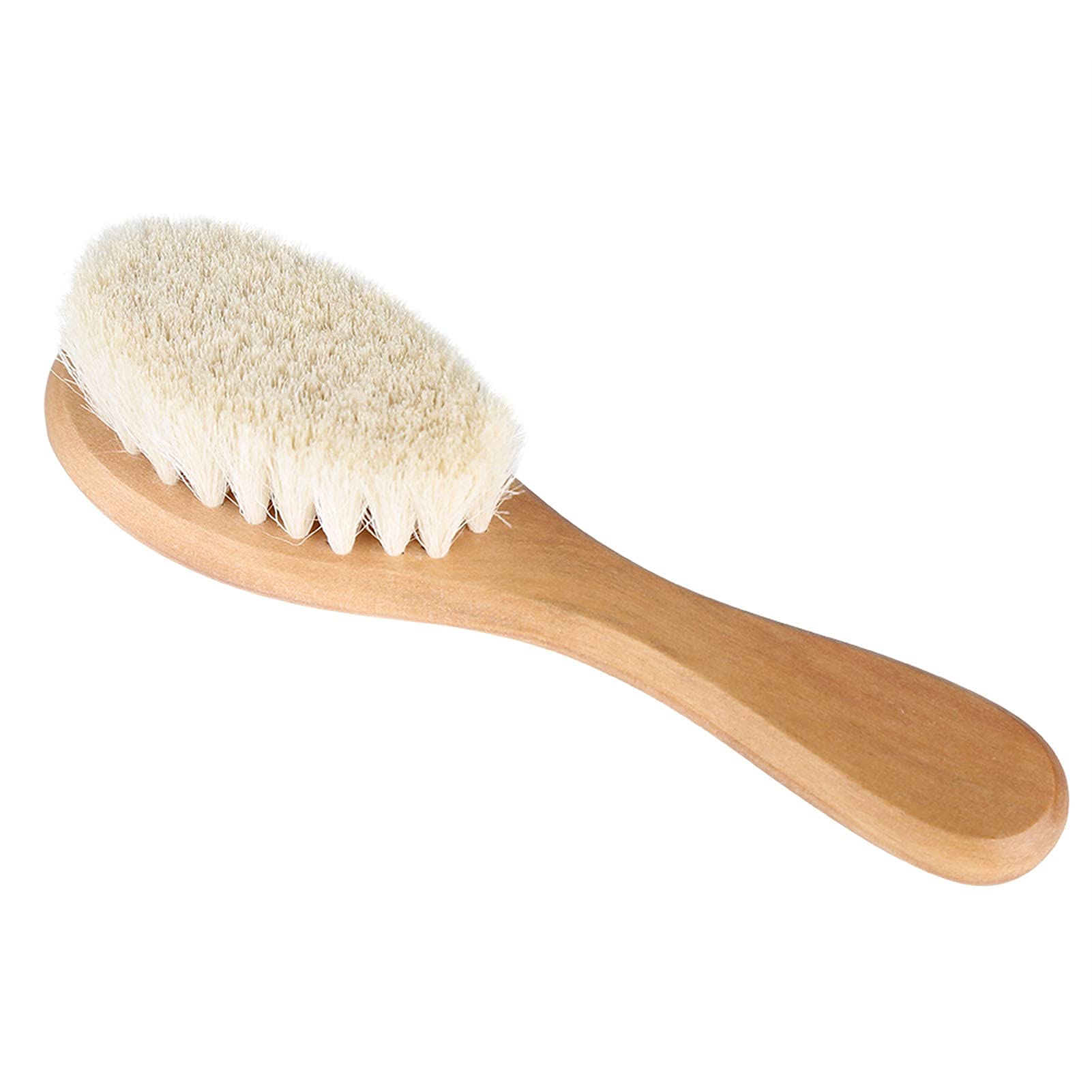 Peigne naturel en cheveux de chèvre, doux soin massage tête bébé avec manche bois pour brossage nourrisson