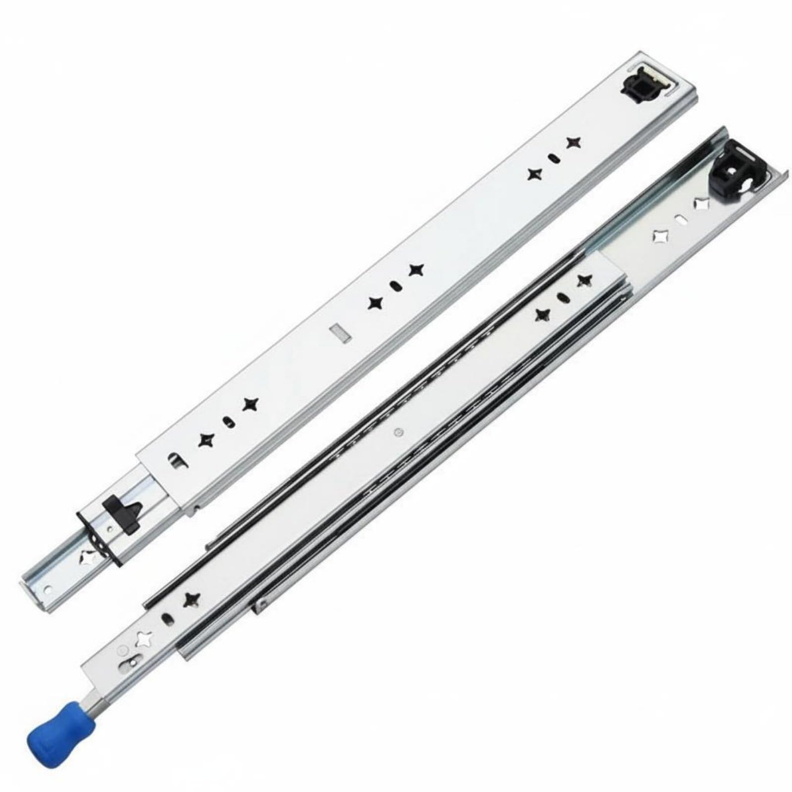 Guías para Cajón Correderas Metálicas Resistentes con Cierre Seguro Rodamiento de Bolas Construcción Acero Adecuadas para Gabinetes Industriales, 80CM, size to 6