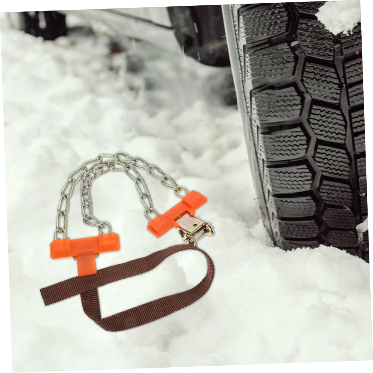 Ciieeo Reusable Winter Car Tire Chains Skid Snow Tire Chains for Small Cars Suvs Easy Install for Icy Roads