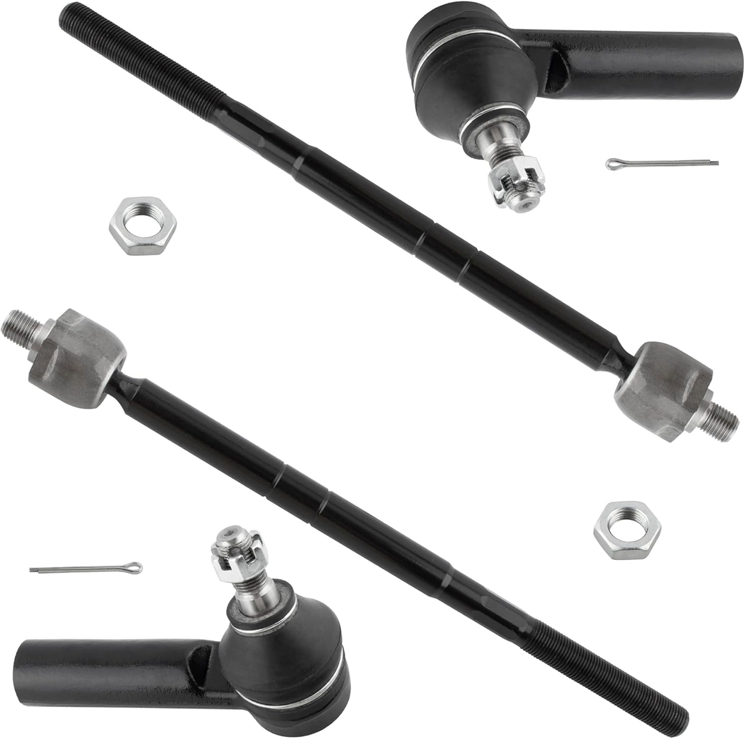 Set of 4, Front Inner & Outer Tie Rod End Kit, For Ford Escape 2001-2007, For Mazda Tribute 2001-2006, For Mercury Mariner 2005-2007, Replace # ES3631 EV424