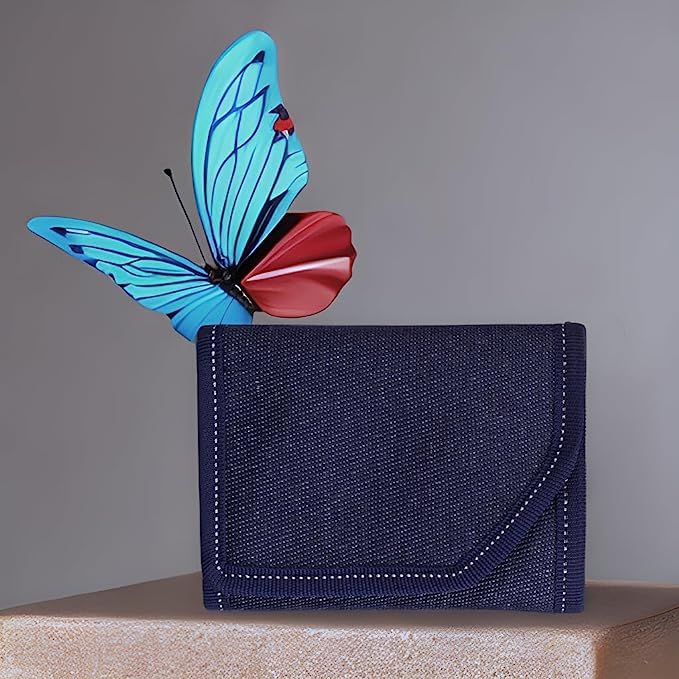Image of Pu Bifold and Tri fold Denim Blue Wallets Combo for Men and Boys Best for Gifting and Personal Use Pack of 2 Purse