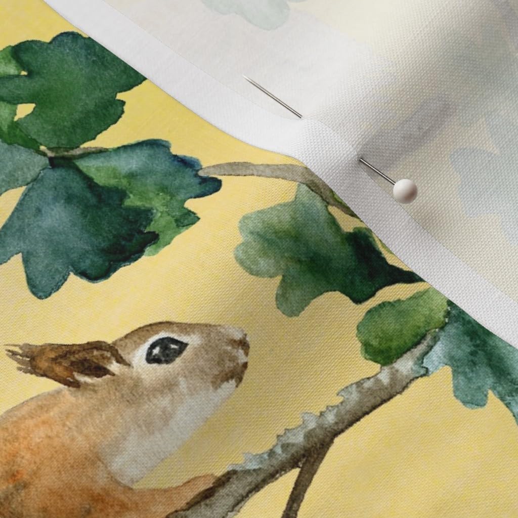 Spoonflower Fabric - Squirrels Watercolor Squirrel Animal Autumn Summer Tree Woodland Printed on Petal Signature Cotton Fabric by The Yard - Sewing Quilting Apparel Crafts Decor