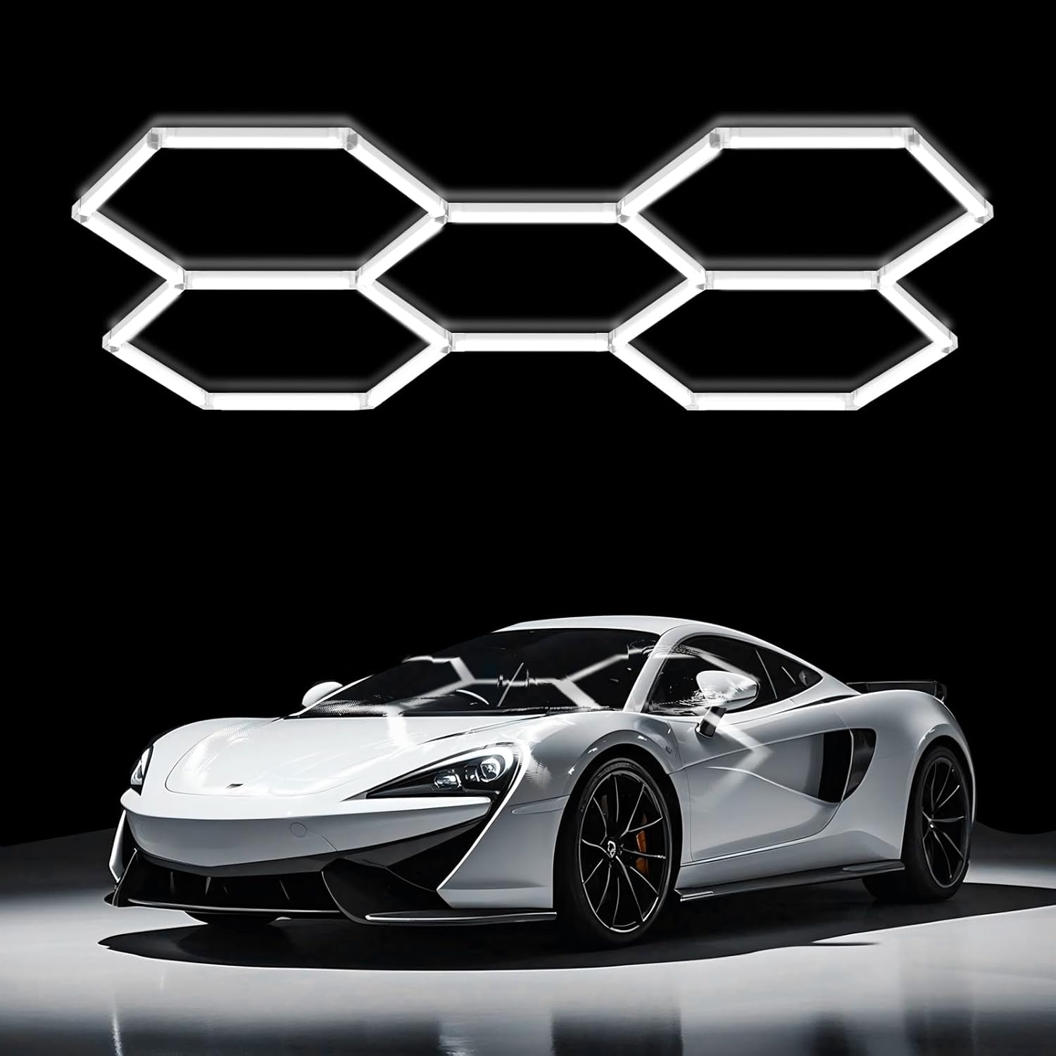 Hexagon Garage Light 5 Hex, 168W 20160LM, 6500K Super Bright Honeycomb LED Ceiling Light for Garage, Workshop, Basement, Gym, Car Detailing Shop