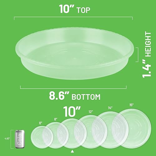 Miniatura 2 de MUDEELA Paquete de 6 platillos para plantas de 10 pulgadas para interiores, bandeja redonda de plástico duradero para atrapar el agua para flores y