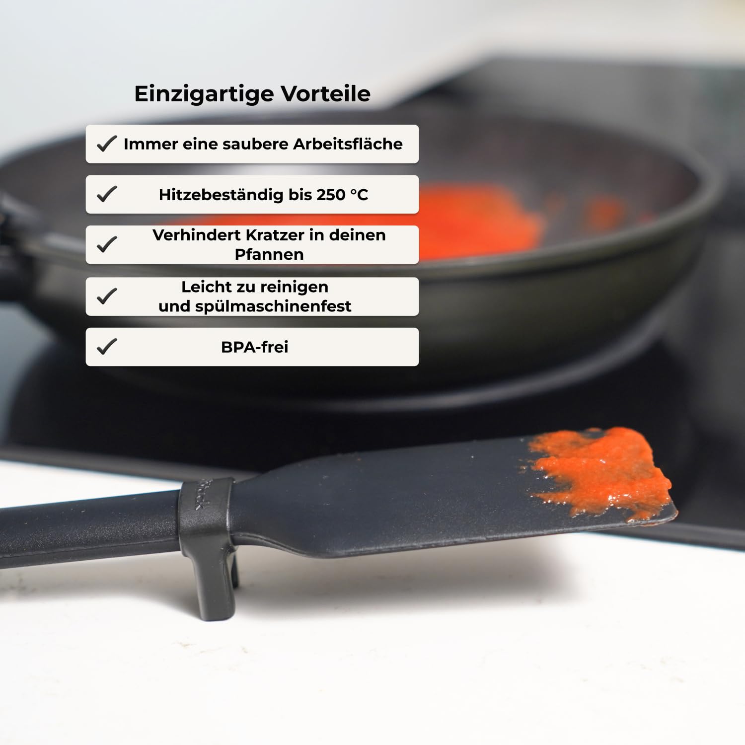 NoTouch Küchenutensilien Set 6-teilig, Silikon, Langlebig, Hygienisch, BPA-frei, Hitzebeständig bis 250°C, Geeignet für ClickGrip Griff, Schwarz