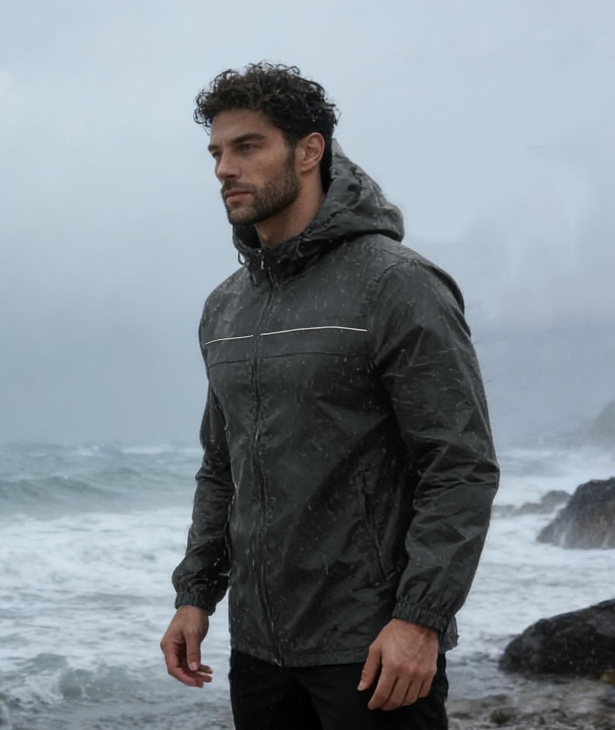 SWISSWELL Mens Rain Jacket & Coats Packable Lightweight Waterproof Windbreaker Hooded for Golf Cycling Hiking - Image 3