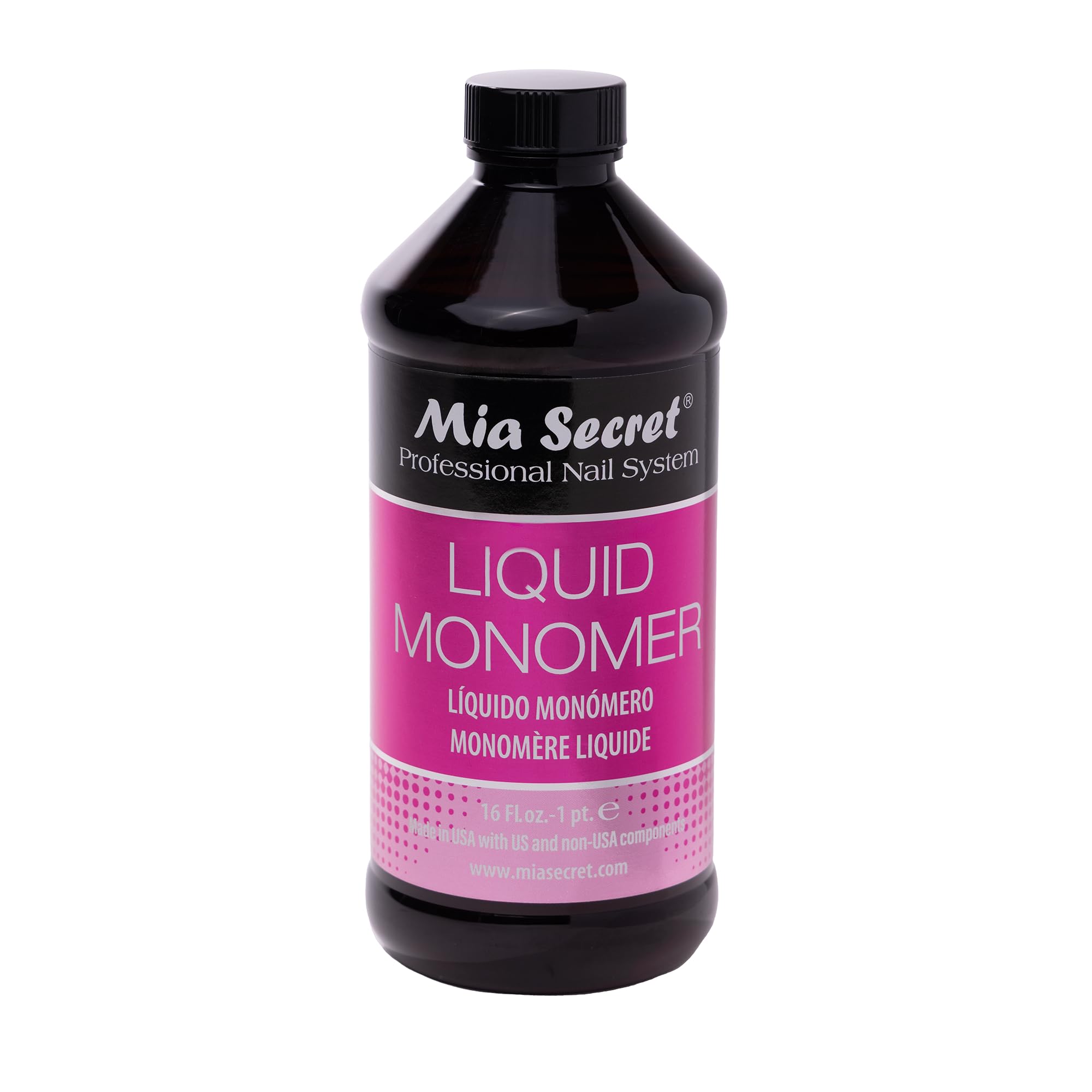 16 oz Mia Secret Liquid Monomer - Professional Acrylic Nail Liquid for Acrylic Powder - EMA monomer Clear