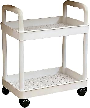 Storage Cart 2 Tier Mobile Shelf with Wheels