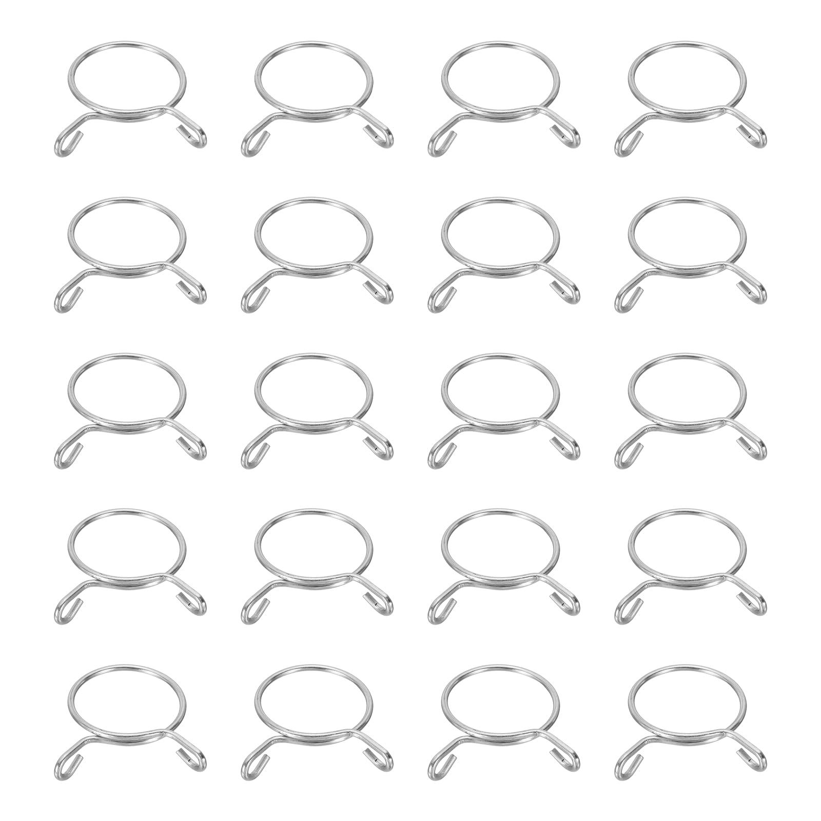 sourcing map Fuel Line Hose Clips 20Pcs 42mm ID 45mm Clamp Dia. 304 Stainless Steel Tubing Spring Clips Clamps Assortment for Air Hose Tube Water Pipe Motorcycle Scooter ATV, Silver