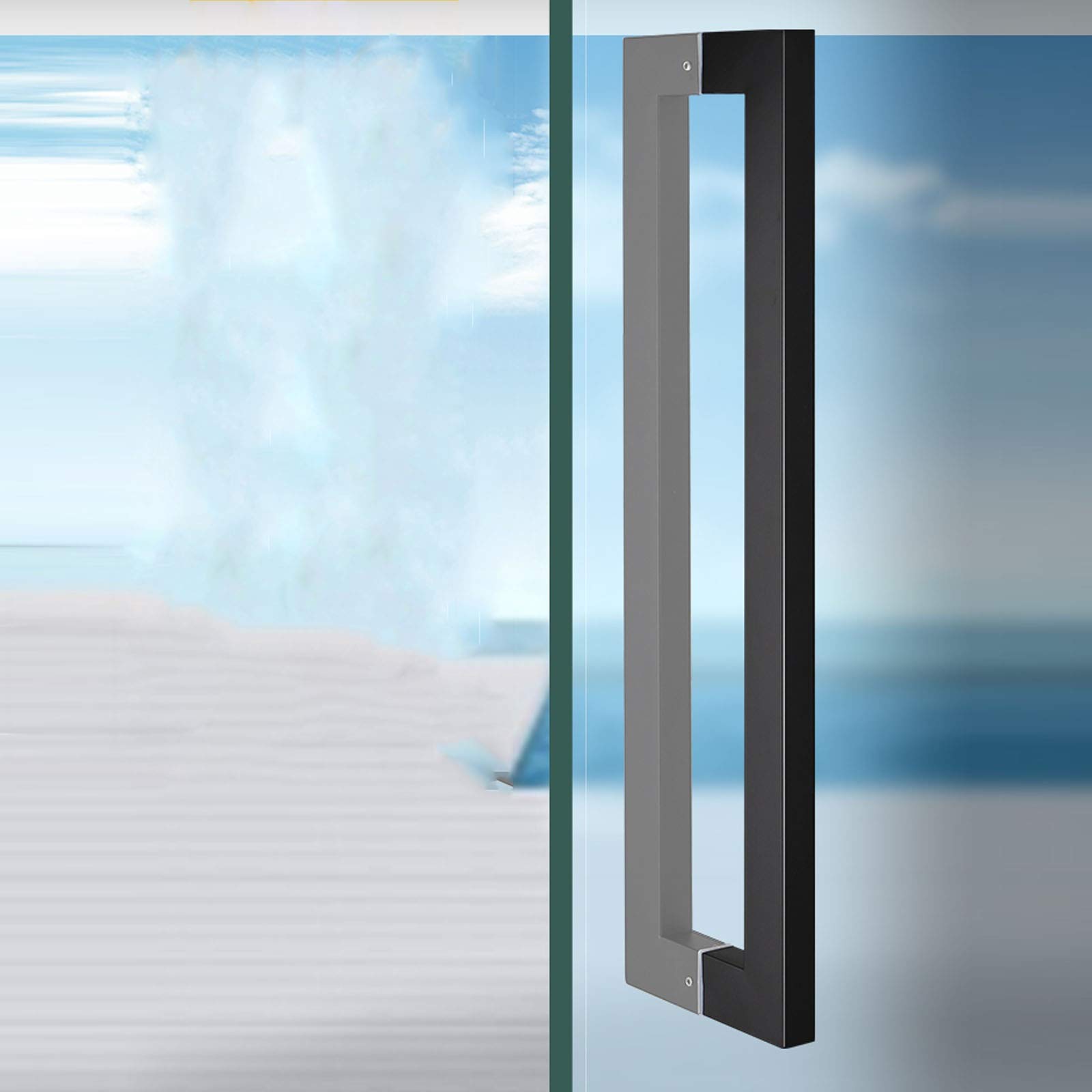 Maniglia per Porta Maniglie per Porta per Vetro su Due Lati in Acciaio Inossidabile, Maniglie per Porta del fienile per carichi Pesanti, per casa/Ufficio/Negozio, Nero, antiruggine/5 dimensi