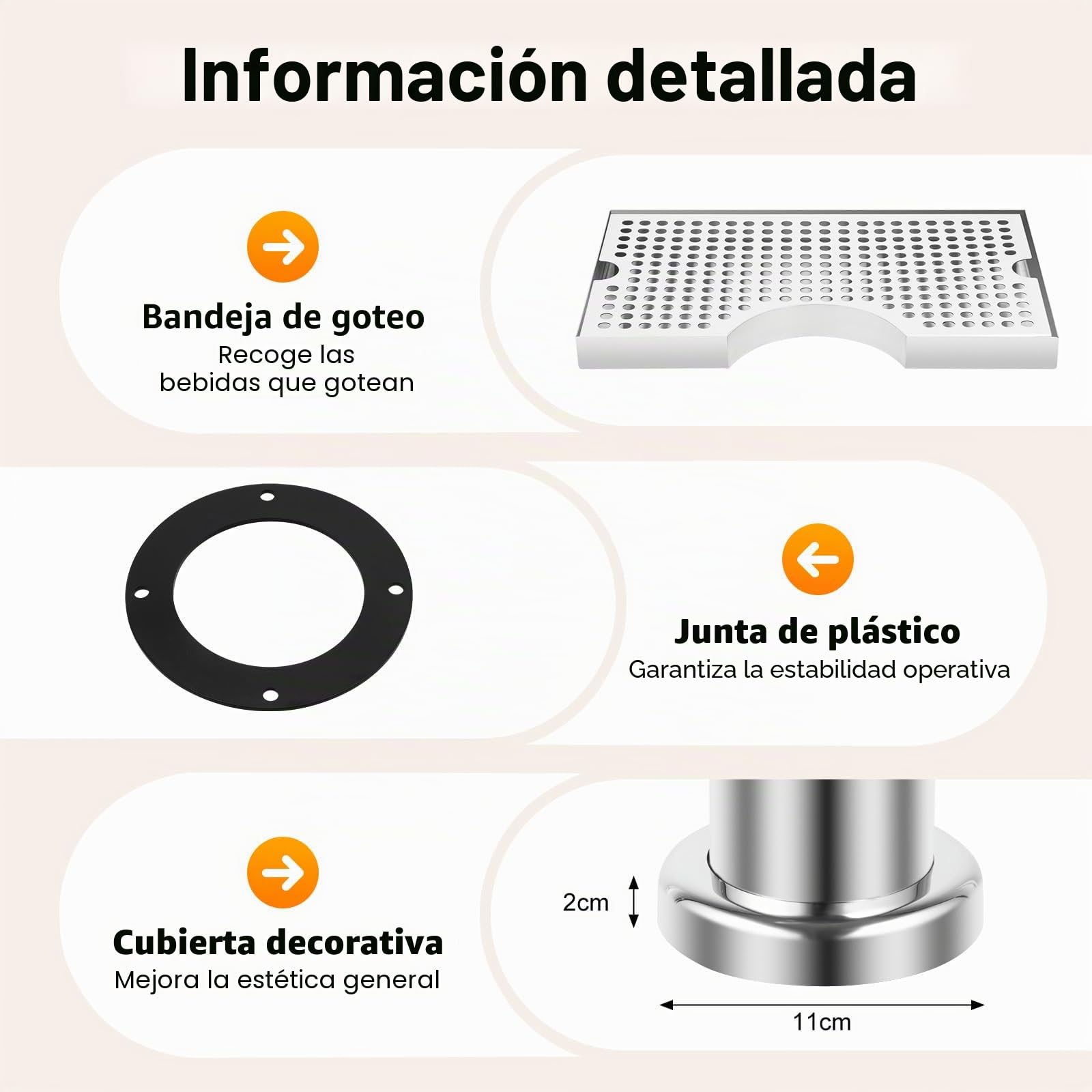 Sistema de grifo de cerveza con 2 grifos y bandeja de goteo, dispensador de bebidas de acero inoxidable para bares, apartamentos y hoteles