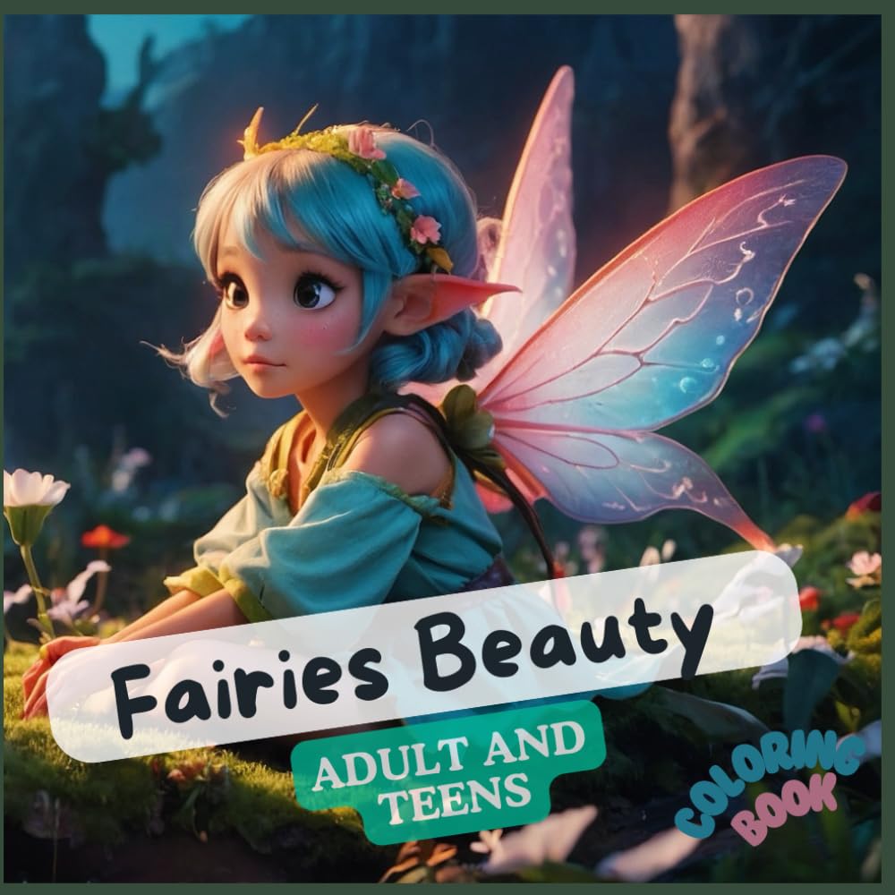 Fairies Beauty: Coloring Book for Teens and Adult, Featuring 60 Beautiful Illustrations of Fairies for Relaxation and Stress Relief