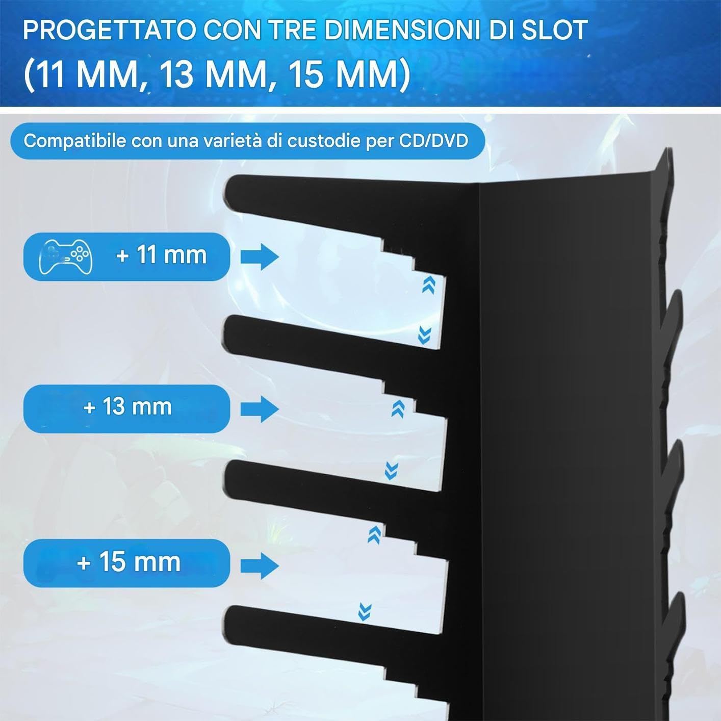 Scaffale resistente da parete per videogiochi, 2 pezzi, in metallo, per soggiorno, ufficio, camera da letto e bar, ideale per giochi e accessori