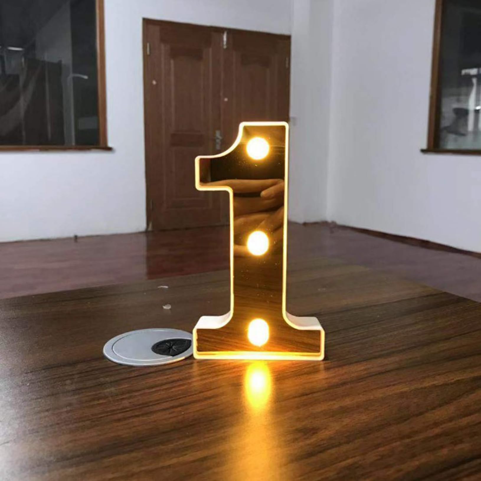 LED Number 1 Lights 16cm Marquee Decoration Light Up 0-9 Numbers Night Light Letters Lights Sign for Party Wedding Anniversary Decor Battery Operated — image 1