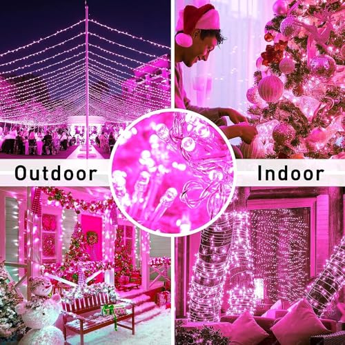 Image of One94Store 36 Ft Pink LED Pixel String Lights | 360 Decorative Copper Wire Serial Fairy Lights for Diwali, Christmas, Wedding, Party & Home Decor | Pack of 10
