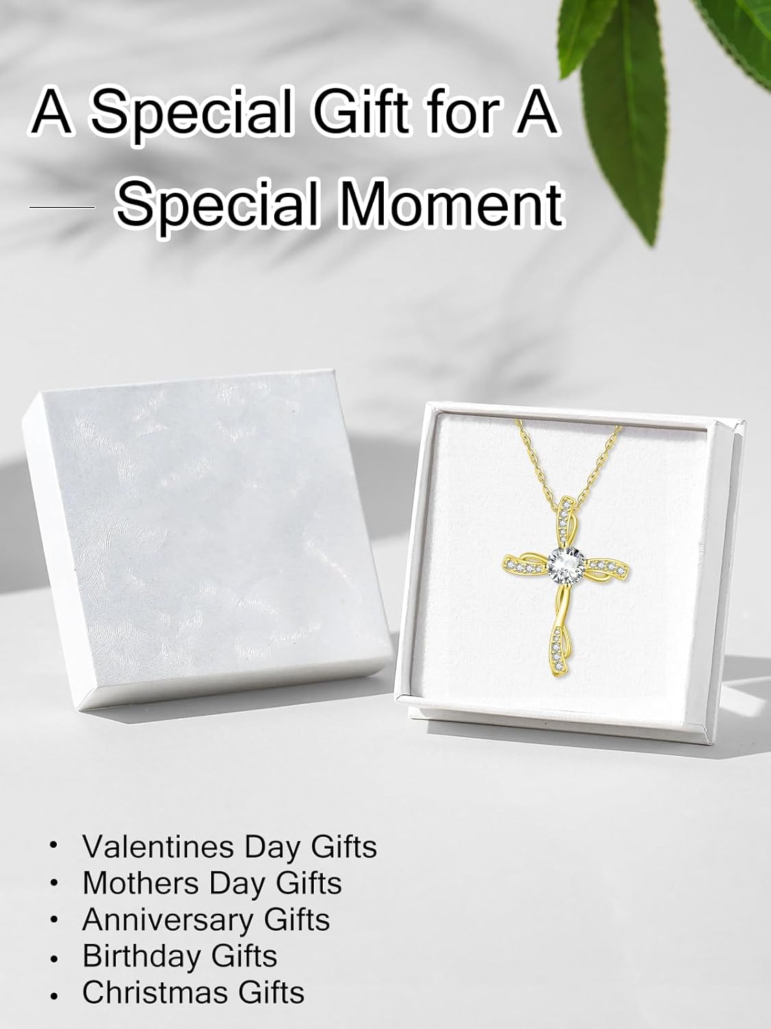 Birthstone Cross Necklace for Women 14K Gold Wedding Anniversary Birthday Gift for Wife Her Protection Christian Jewelry - Image 7