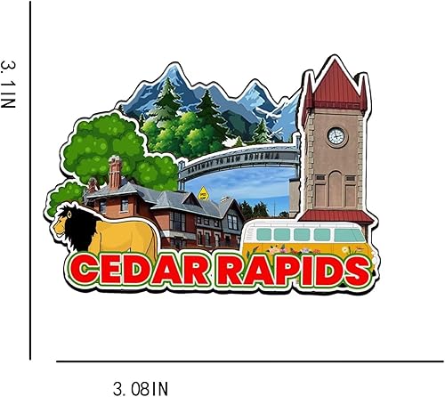 Miniatura 3 de Cedar Rapids Iowa USA - Imán de madera para nevera, monumentos 3D, recuerdos coleccionables, decoración hecha a mano -3167