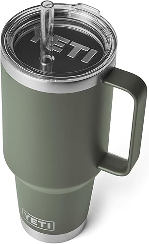 Miniatura 20 de YETI Rambler - Vaso de viaje con asa y tapa con pajilla, de 42 onzas, con aislamiento al vacío con asa, acero inoxidable, color azul ola grande Azul
