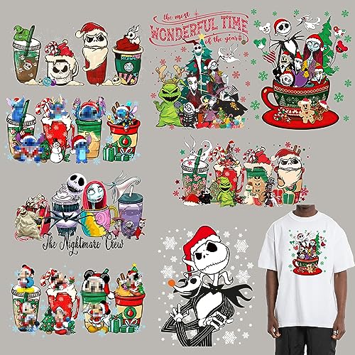 Christmas Iron on Transfers Patches 8 Sheets Winter Iron on Patches for Clothing Halloween Heat Transfer Vinyl Cute Snowflake Iron on Decals for T-Shirts Clothing Backpack DIY Decorations