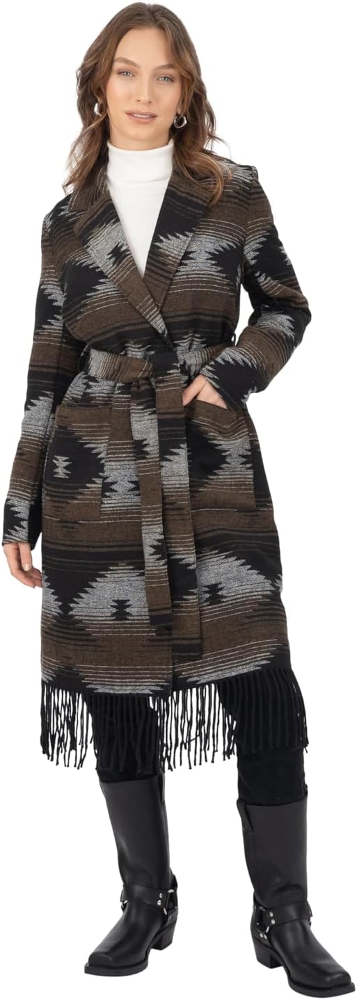Frye Women's Navajo Print Fringe Coat