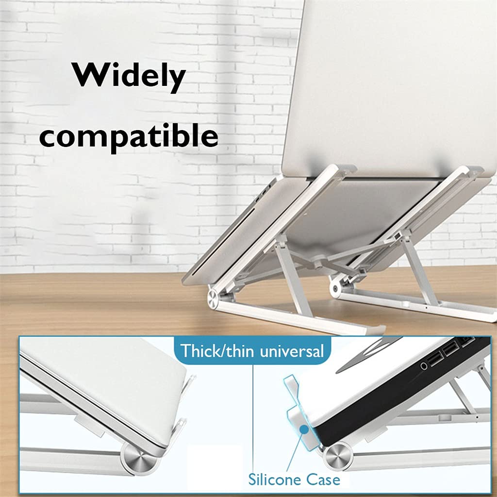 Supporto per laptop Supporto per supporto Riser Base per staffa portatile pieghevole regolabile in altezza per supporto per tablet PC notebook da 11-17 pollici(Blanco)