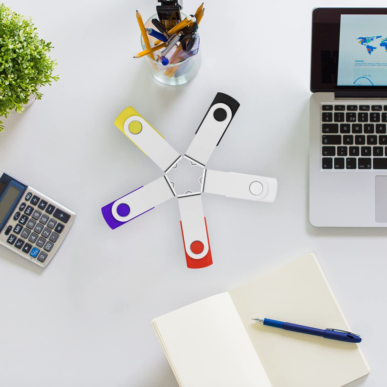 KOOTION Memoria USB, 5 Piezas Pendrives USB 64 GB Ligero Pequeño y Práctico USB Stick Flash USB 2.0 Lote Pendrive 64GB para Ordenador/TV/Coche/Player, ect-(Negro, Blanco, Rojo, Amarillo, Morado)